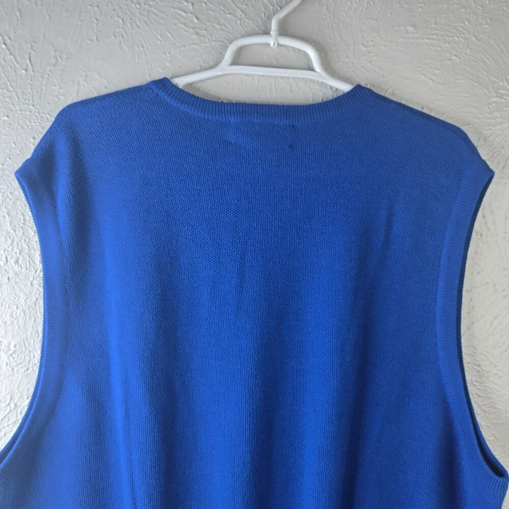 Polo Golf Ralph Lauren V-Neck Sweater Vest XL Blue Cotton Knit Logo Pony Preppy - Picture 6 of 10